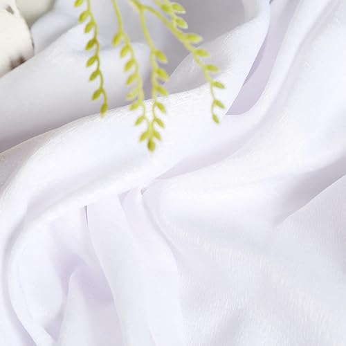 Miniatura 7 de SHERWAY Cortinas de fondo de satén grueso blanco de 9.6 x 10 pies, cortinas de ventana no transparentes para decoración de escenarios de boda,