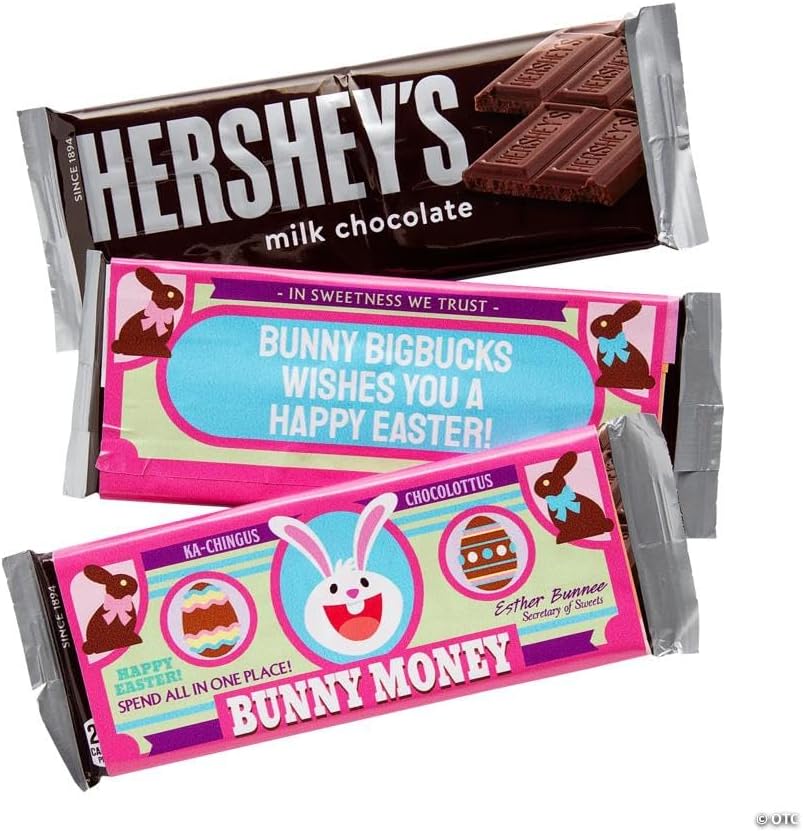 5 1/4" x 2" Personalized Easter Bunny Money Candy Bar Labels - 12 Pc.