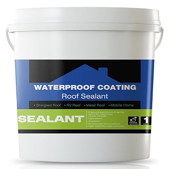 Silicone Roof Sealant, White Elastomeric Roof Waterproof Coating, Complete Waterproofing - UV-Resistant, Durable - Water Sealer - for RV, Campers, Trailers, Basement & Masonry - 1 Gallon