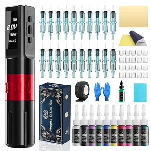 Neebol Wireless Tattoo Gun Kit, Rotary Tattoo Pen 2000mAh