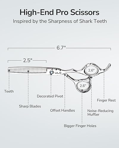 Miniatura 44 de Tijeras para adelgazar el cabello, tijeras de corte de dientes, peluquero profesional, peluquería ULG para peluquería texturizadora, borde