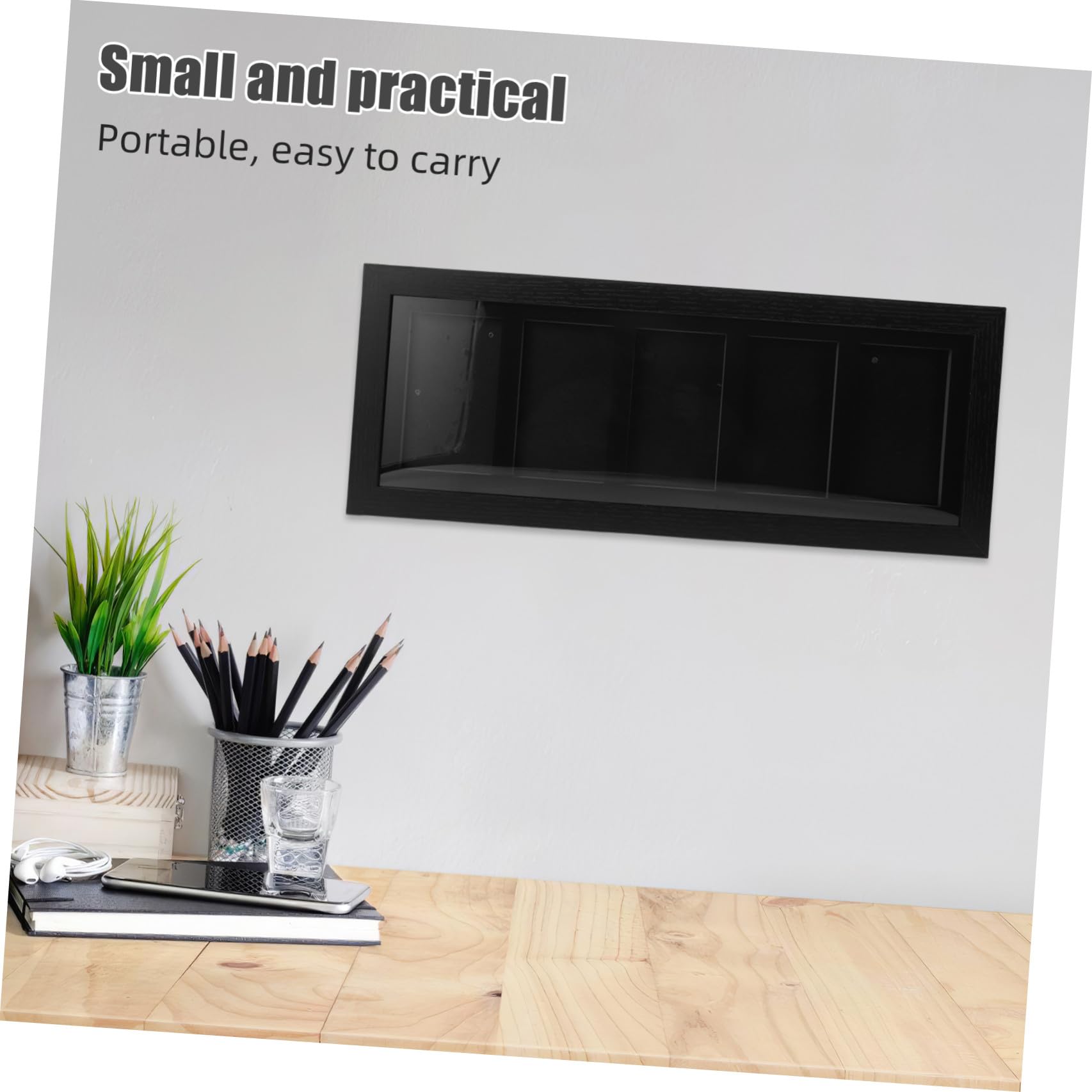 Trading Card Display Holder con 5 Scomparti, Struttura a Rilascio Rapido, Fibra di Legno Nero, per Esposizione di Sports Cards