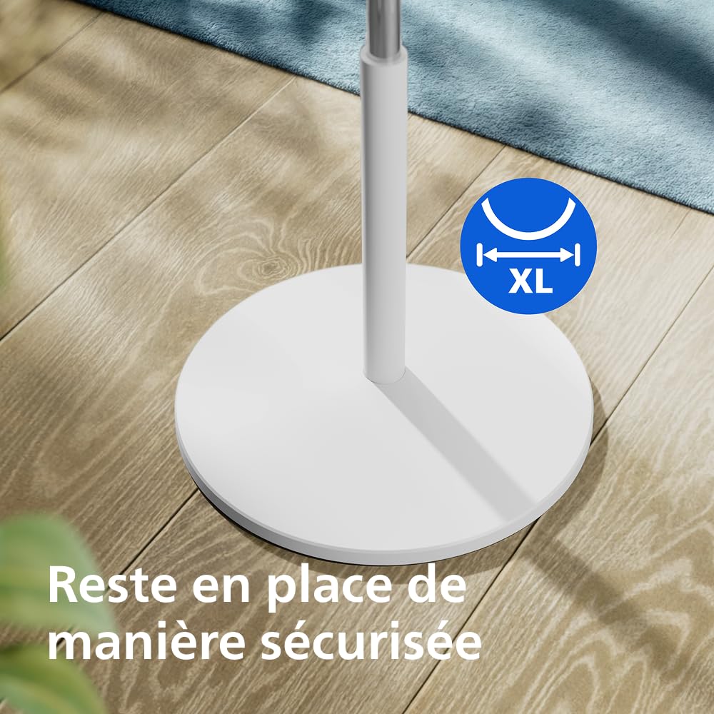 PHILIPS Ventilateur sur pied Série 1000 - Puissant et silencieux, 38 dB, Hauteur réglable, Inclinable et rotatif, Minuterie, Blanc (CX1220/00)