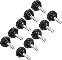 Vista 10 de Perillas de sujeción moleteadas, rosca macho M4 x 0.394 in, cabeza de 0.630 in, pomos de plástico termoestable para tornillo de pulgar negro