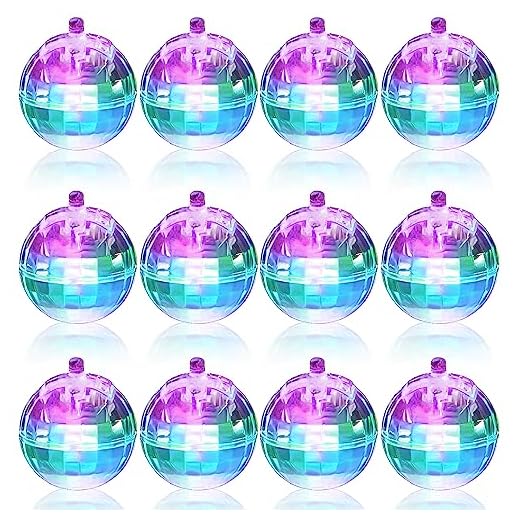 Crowye 12 Pcs Mini Disco Balls Decorations Light up LED Disco Balls Hanging Ornaments 70s 80s Disco Themed Party Supplies Dance Music Neon Christmas Party Favors