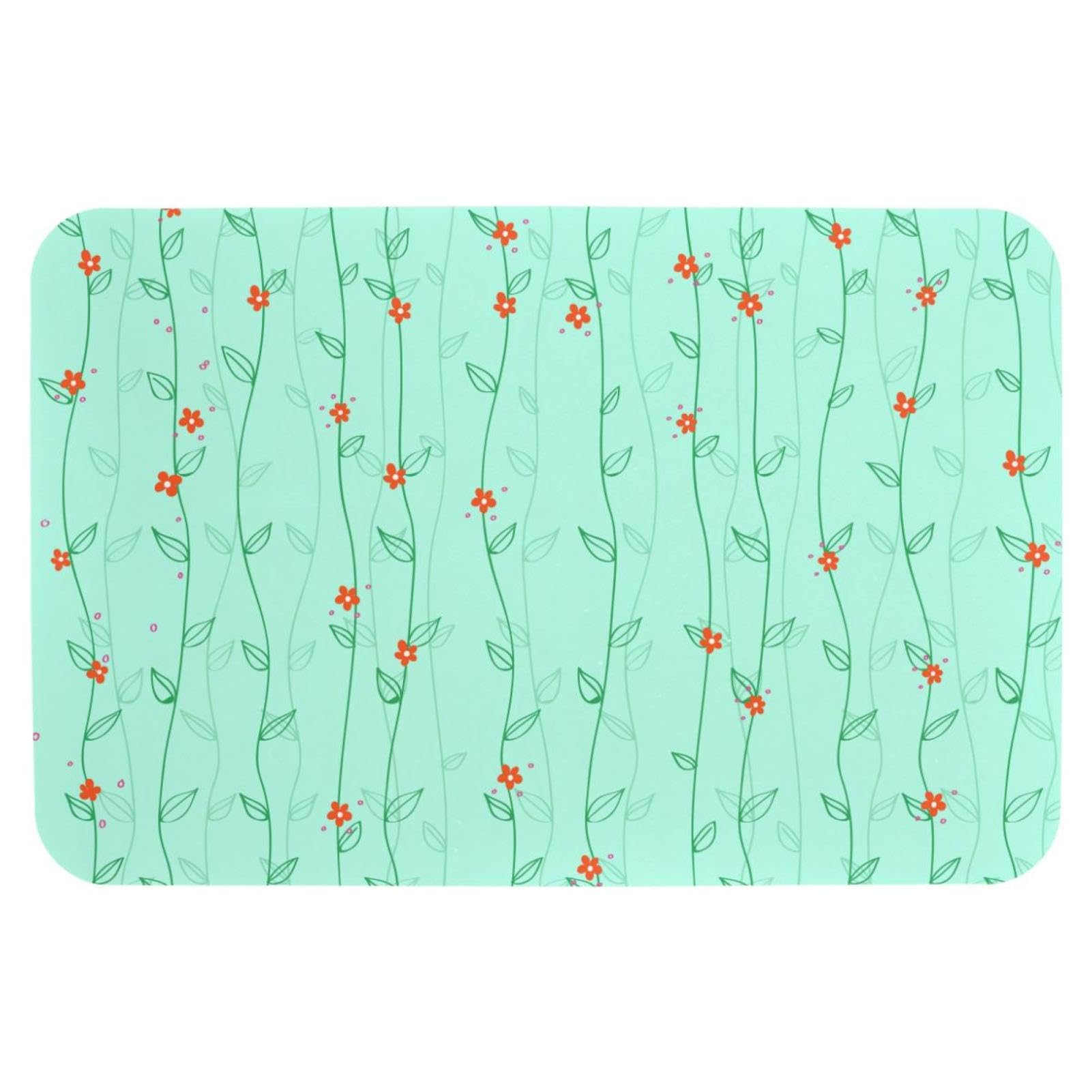 Tapis de bain vert à motifs au séchage rapide pour une douche design