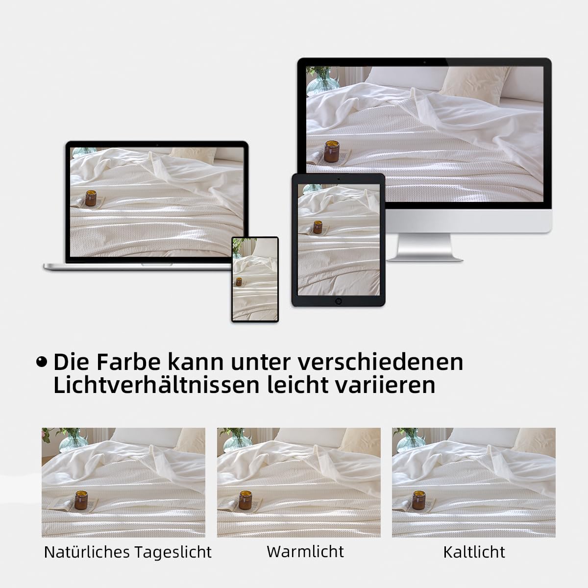 CHUFFED Baumwolldecke Kuscheldecke 220x240 cm, Beidseitig Baumwolle Waffledecke & Milchsamt, Weiche Flauschige Warme Anti-Static Tagesdecke Sofadecke Couchdecke Wohndecke Für Sofa Couch Bett Weiß