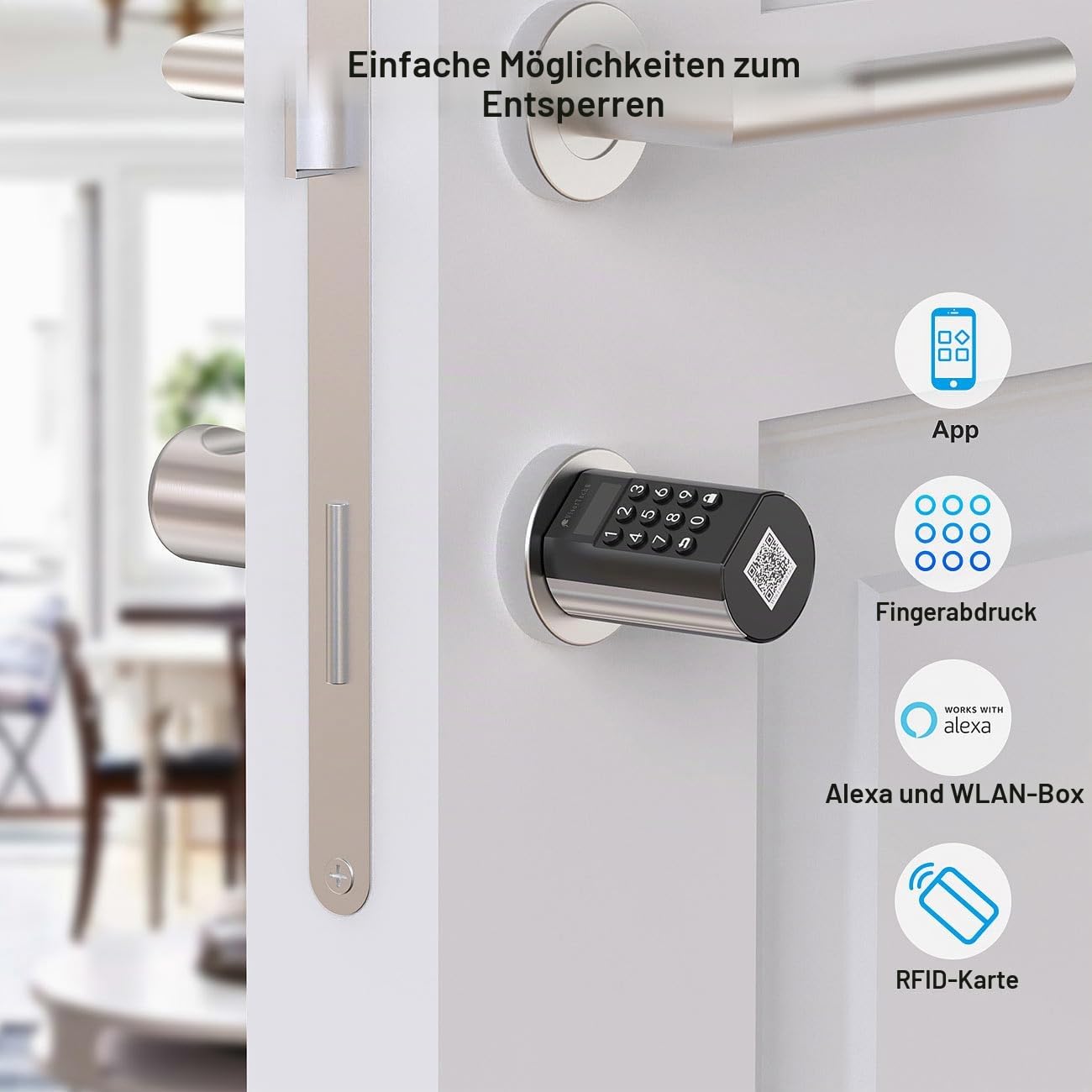 VisorTech Türschloss Zahlencode: Elektronischer Tür-Schließzylinder mit Display, Code, Transponder +GW (Elektrisches Schloss, Schließzylinder für Haustür, RFID)