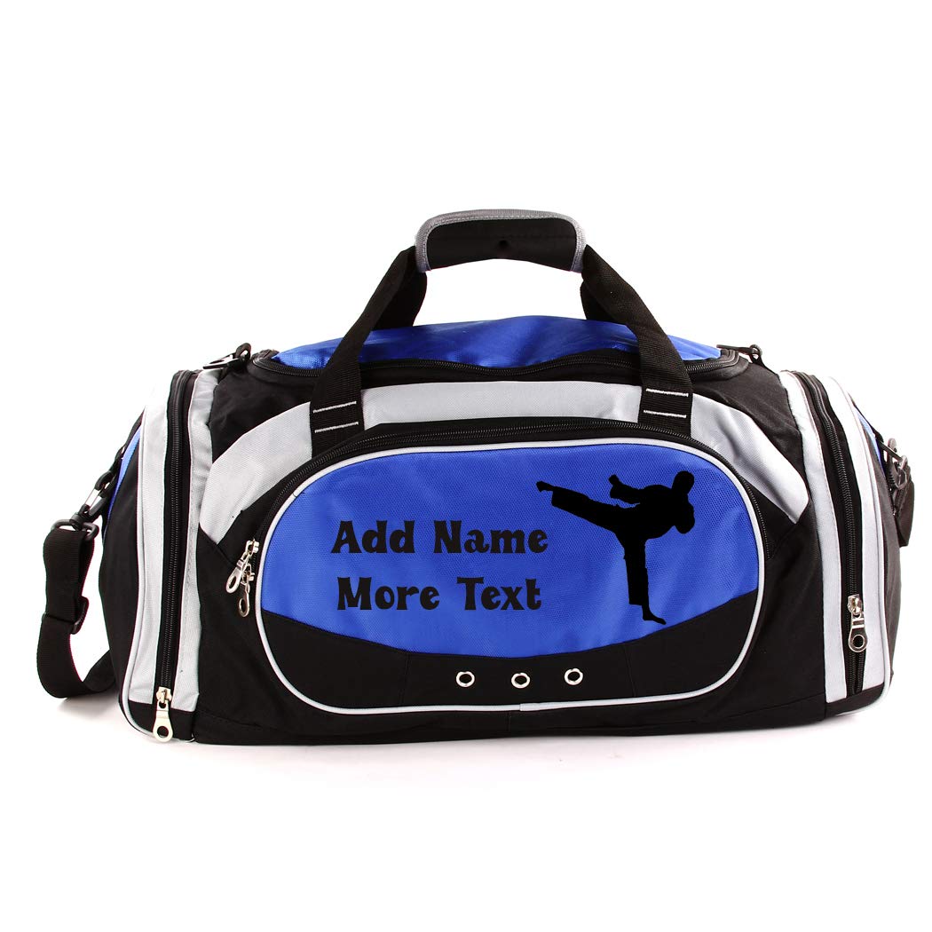 Personalized SportS Duffel Bag With Custom Name & Text - Martial Art Male Blue
