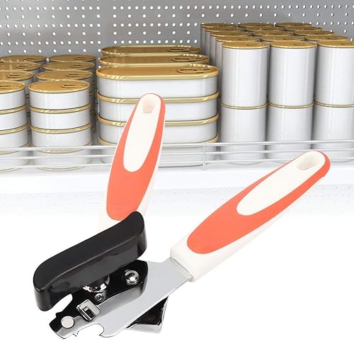 Miniatura 6 de Fdit Abrelatas multifunción naranja y negro, de acero inoxidable, manual de seguridad, abrelatas de lata, de mano, prácticos, utensilios de cocina