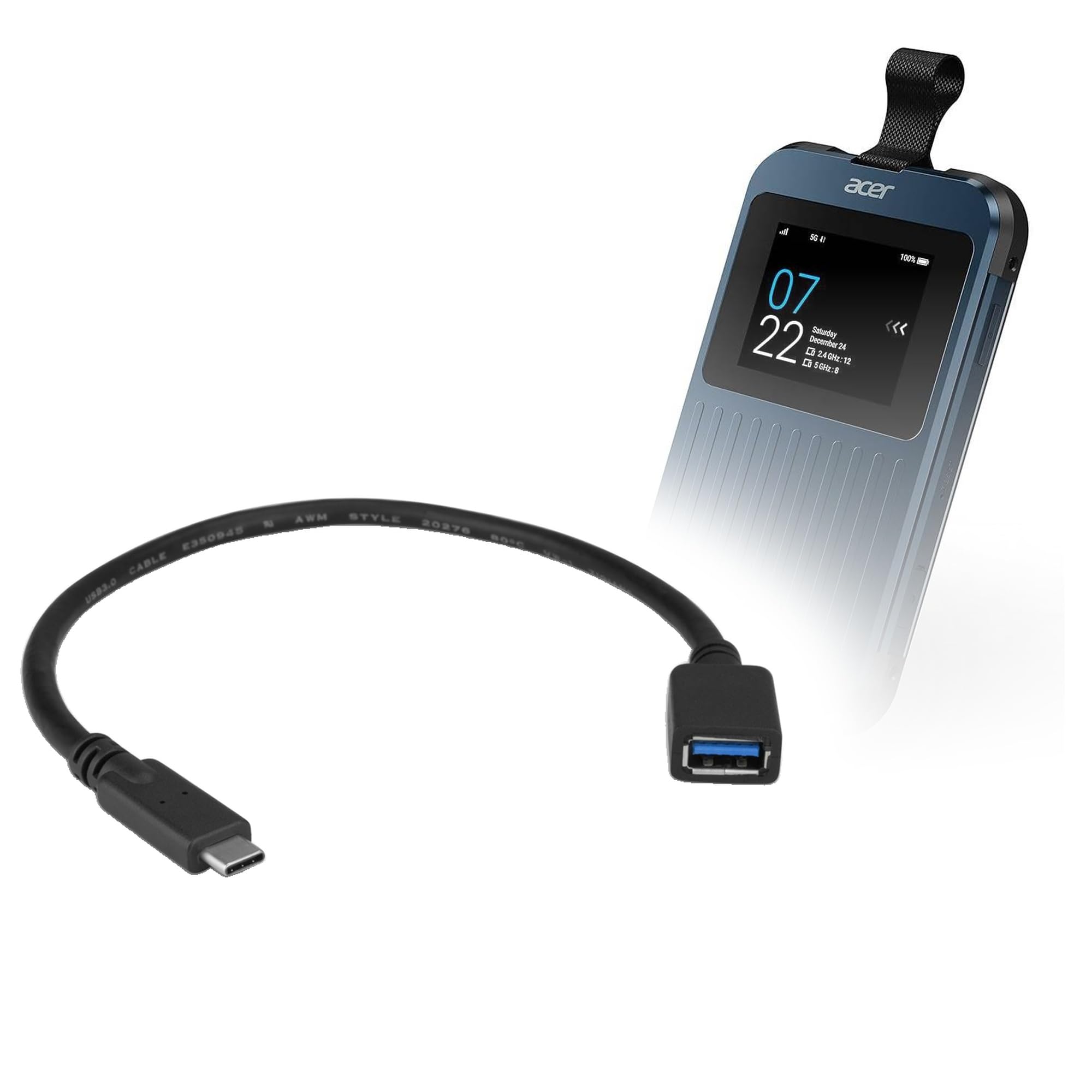 BoxWave Cable Compatible with Acer Connect Enduro M3 5G Mobile WiFi - USB Expansion Adapter, Add USB Connected Hardware to Your Phone-picture-28