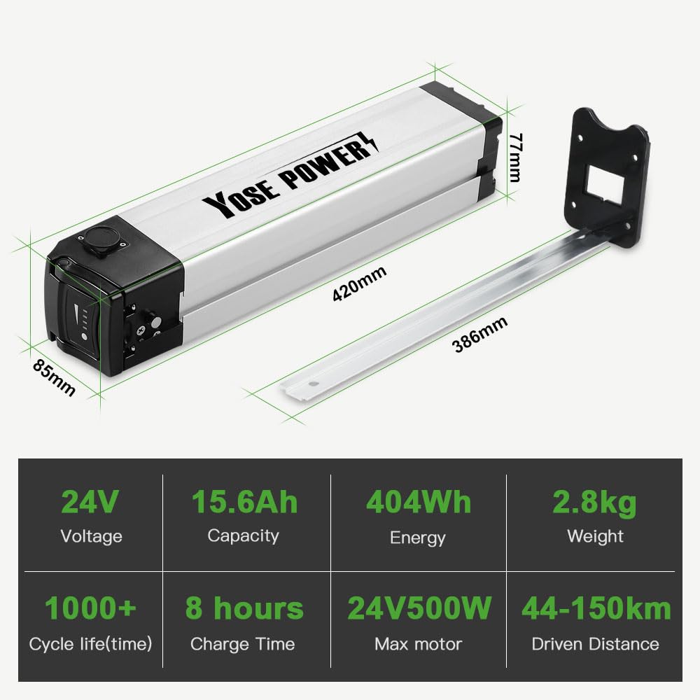 E-Bike Batterie 24V 15,6Ah Li-ion Akku Sitzrohrbatterie inklusive Ladegerät kompatibel mit Ruhrwerk, Tchibo, PortaPower