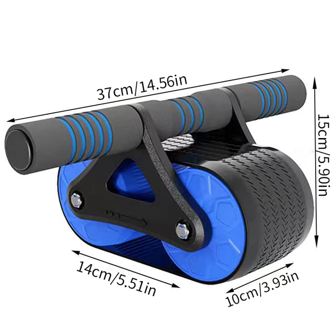 Rueda para abdominales: rueda con rodillo para abdominales con alfombrilla para rodillas, rueda abdominal de rebote automático, diseño de doble rueda, adecuada para ejercicios de despliegue de abdomi