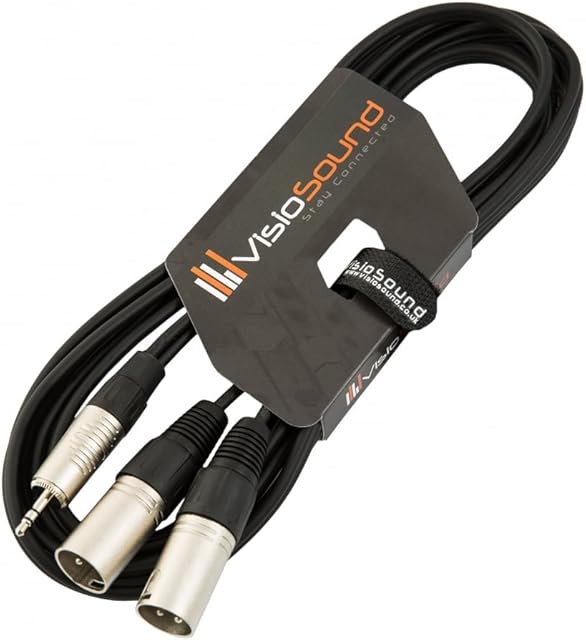 3.5mm Stereo TRS Mini Jack to Twin 2 x Male XLR Lead/Audio Signal Cable 3m