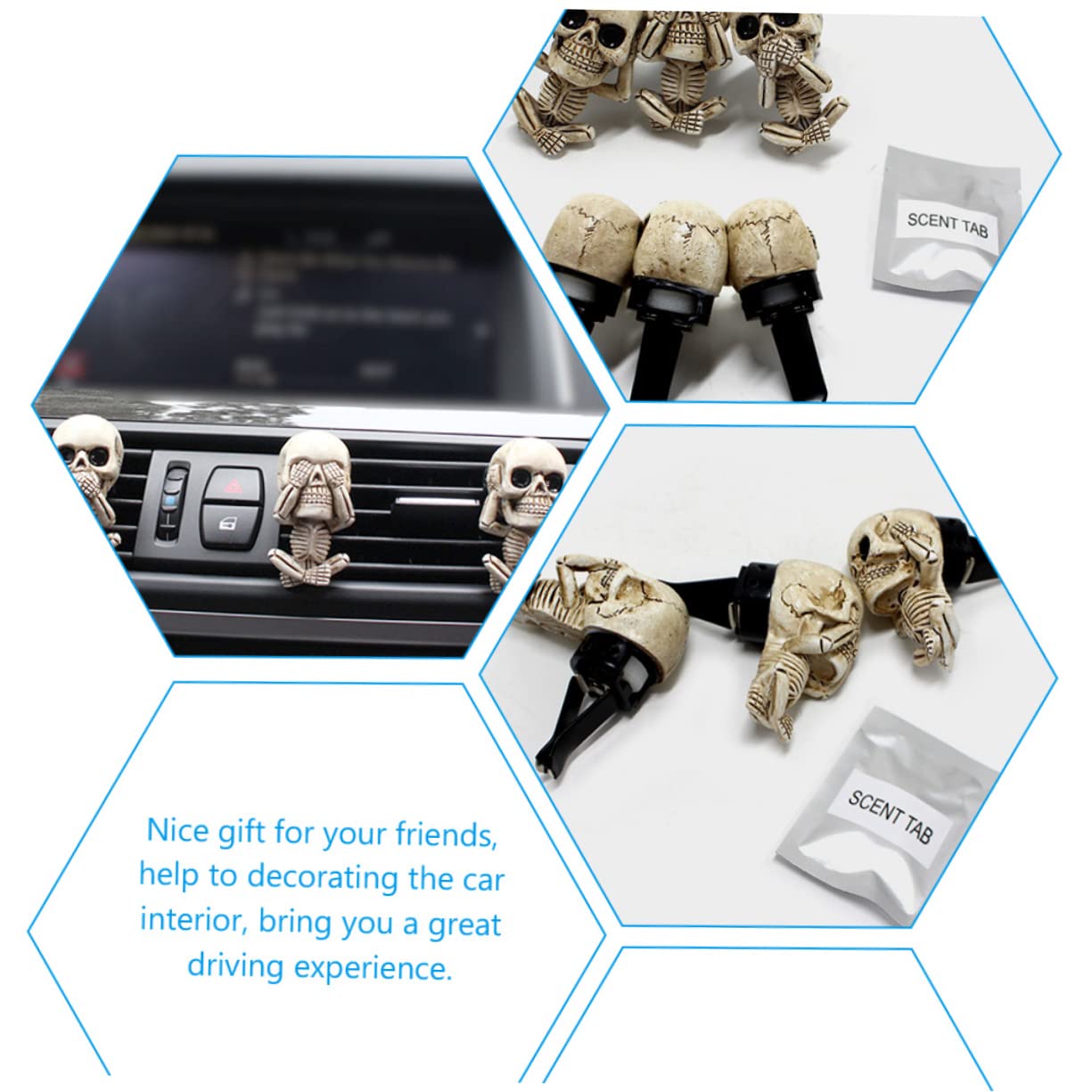 ULTECHNOVO 15pezzi Clip Per Ventilazione Auto Con Design Teschio Decorazione Interna Per Auto Facile Da Installare e Realizzata Durevole Perfetta Per e Stile Unico