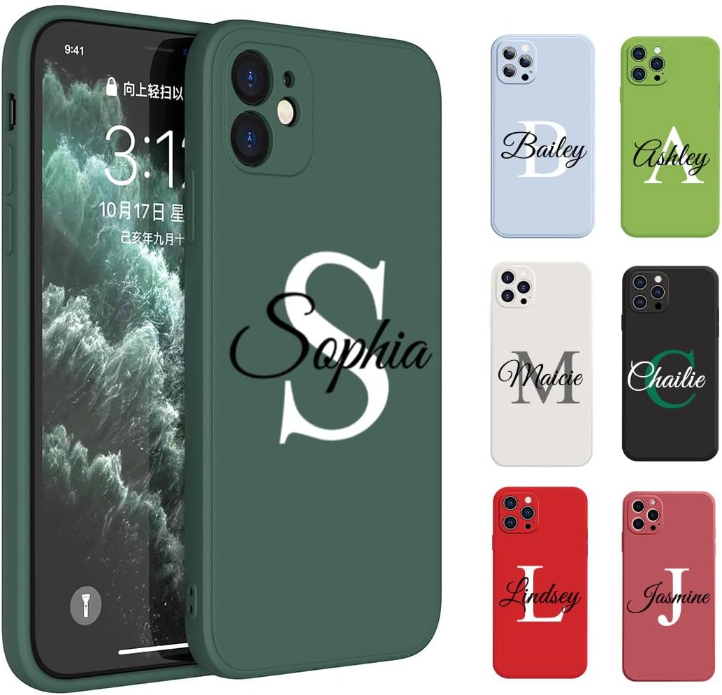 BOSTEPY Custom Case for iPhone 17 Air 16 15 14 13 12 Pro Max 11 mini Xr Xs X 7 8 Plus SE 6, Customize Personalized Name Handwritten Style Premium Liquid Silicone Rubber Phone Cover