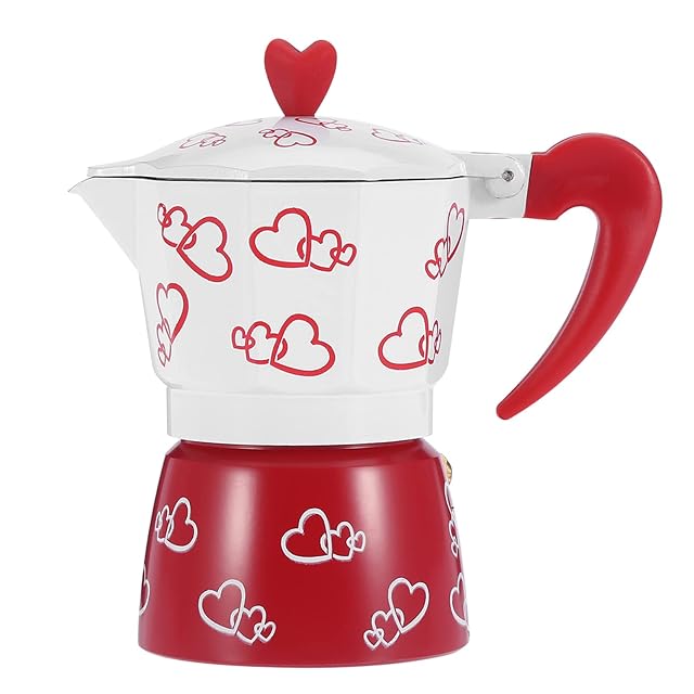 Coffee Hand Pot Coffee Kettle Aluminum Coffee Maker Aluminum Coffee Pot for Household Office Red hearts be careful