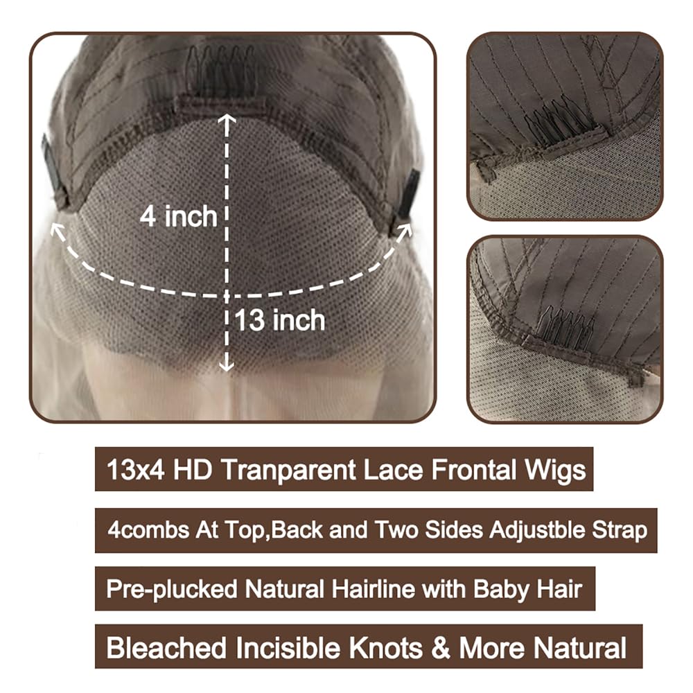 Human Hair Wig Water Wave Natural Black 13x4 Lace Front 34 Inch