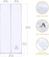 HOOMEE Ajtótömítés Mobil Klímákhoz Kipufogó Tömlő Hosszabbítóval, Cipzáras Rögzítés, Fehér Poliészter, 120x240 cm 3