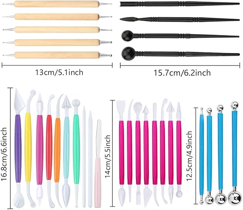 Miniatura 7 de Juego de 31 herramientas de decoración de pasteles, herramienta de fondant, herramienta de arcilla polimérica, kits de herramientas de escultura de