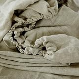 drap lin ancien teint 100% Lin, Bonnet Pour 35cm 1 Pièce Bedding Drap Housse 180x200cm, 100% Lin Naturel, Bonnet pour 35cm, Confortable et Respirant (Lin, 180x200x35cm)