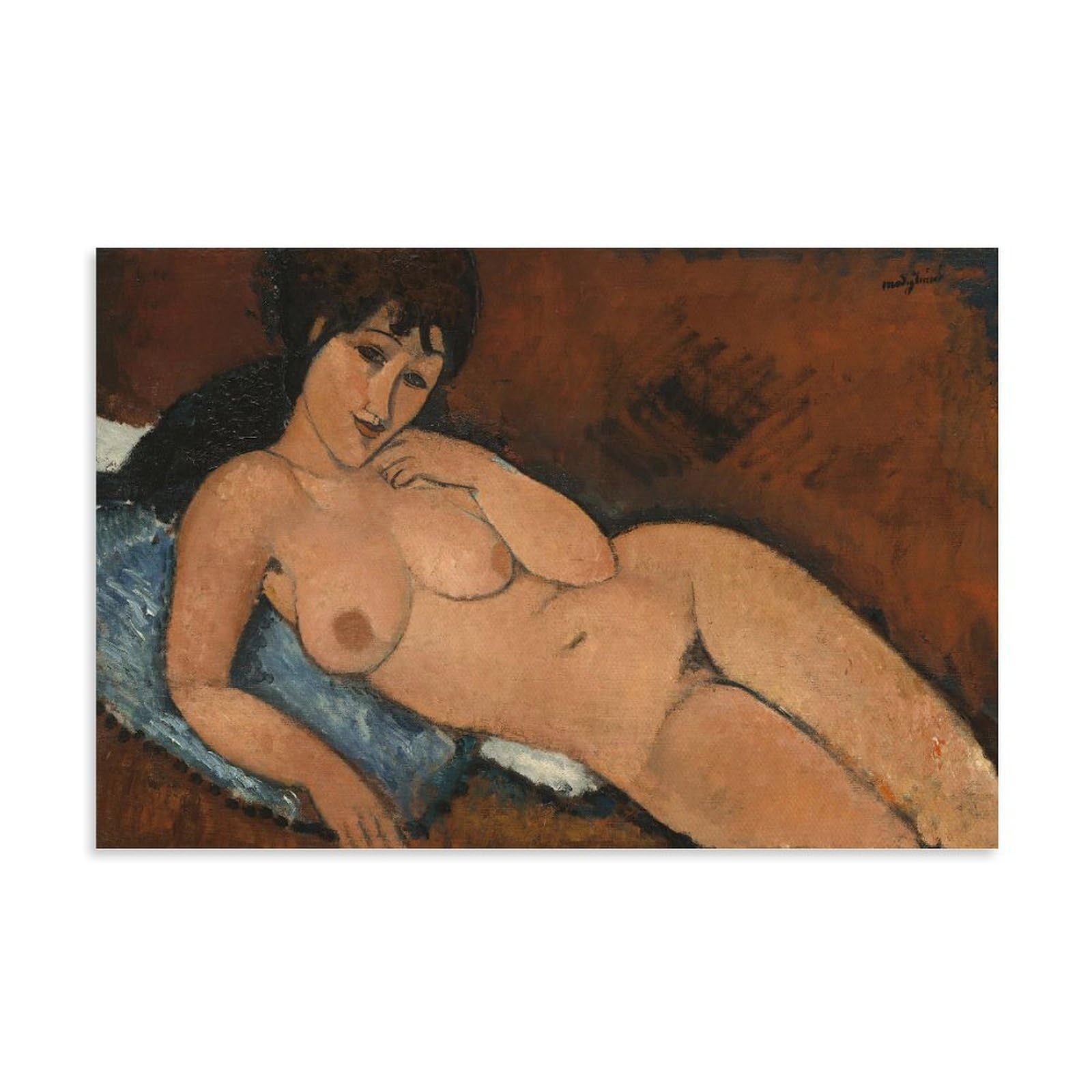 Xuxuecc Unframe Amedeo Modigliani Wall Art Prints Paintings Poster Nude On A Blue Cushion (1917) Art Canvas Painting Decor Wall Print Photo Home Modern Decoratives 12X18inch(30X45cm)