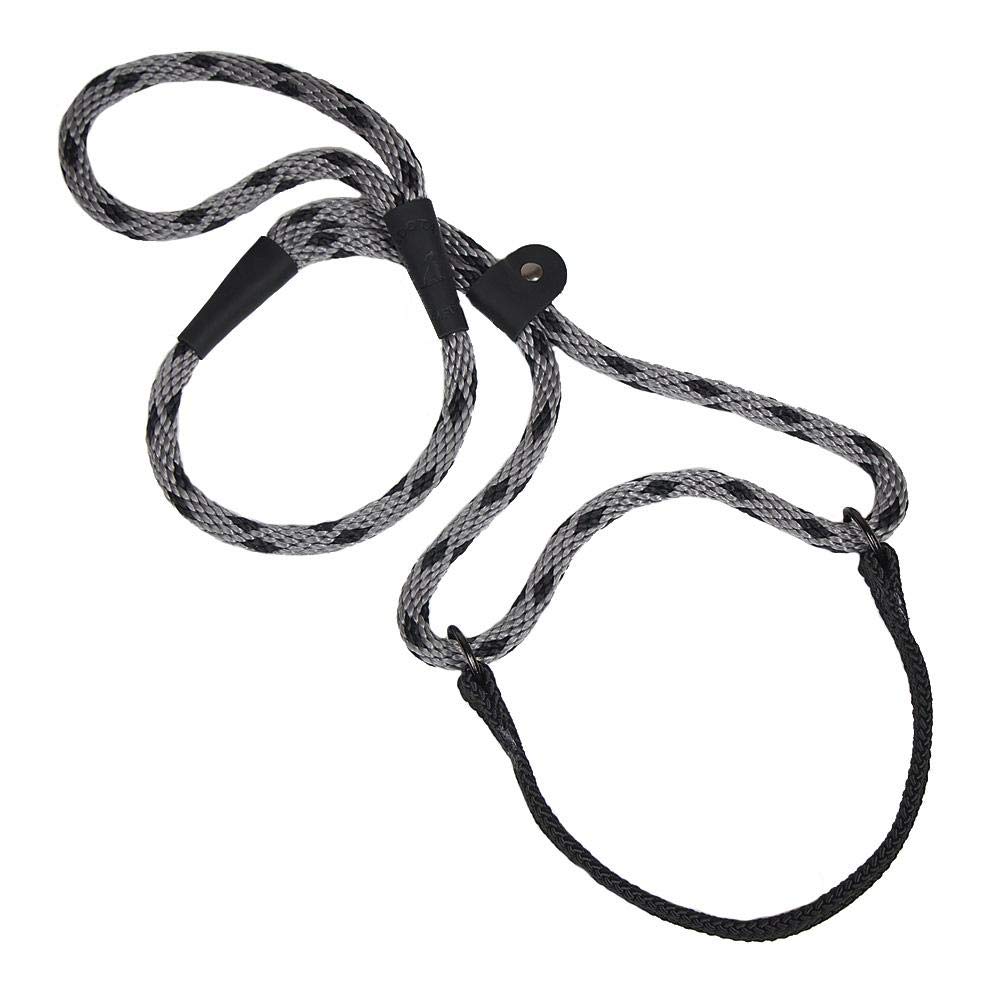 Mendota Pet Dog Walker, Martingale Style Leash - Leash & Collar Combo, Made in The USA - Black Ice Silver, 1/2 in x 6 ft - for Large Breeds