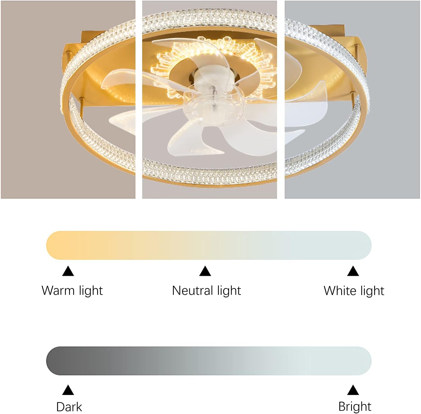 YUEGOO Reversible Modern Ceiling Fan with Led Light Ceiling Fan Lights with Remote Control Modern Ceiling Fans with Lamps,Ceiling Fans with Lights for Bedroom Fan Light Dimmable/D