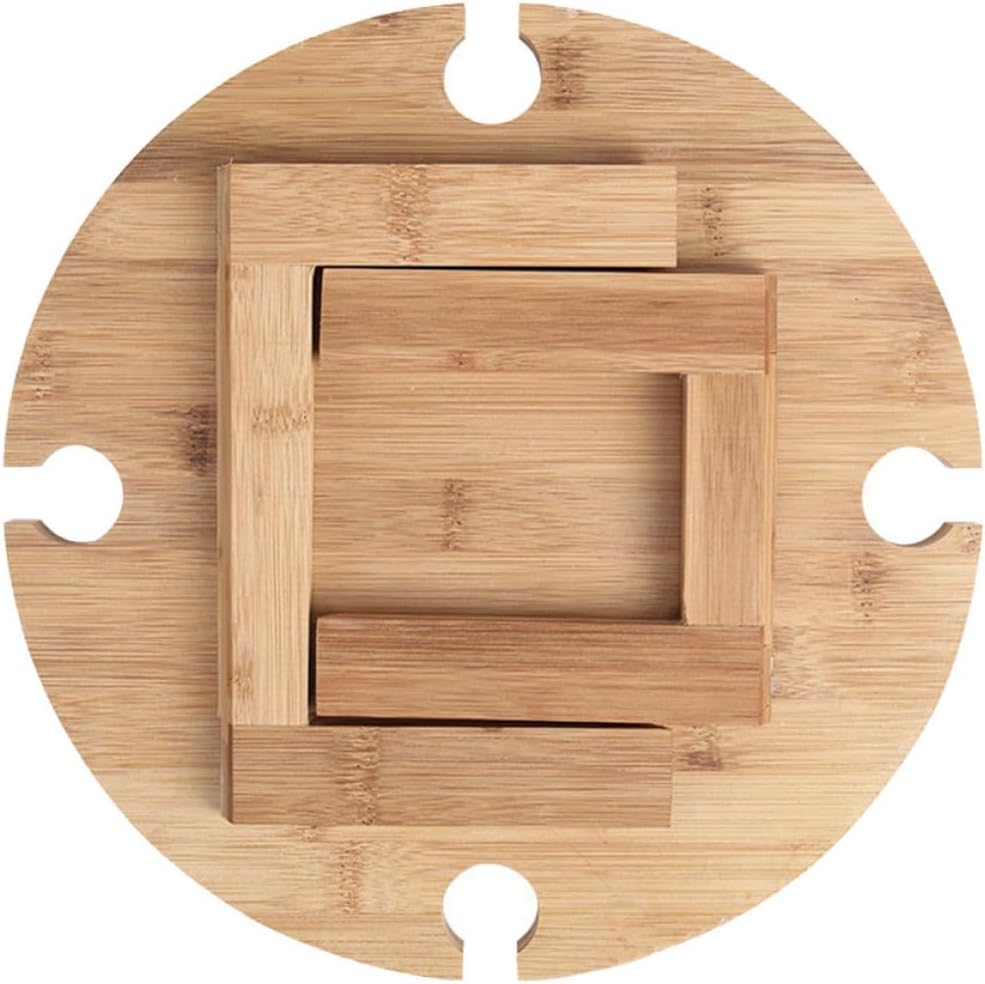 Milisten Portable Folding Camping Table and Chair Set, Wood Picnic Low Table with Bottle Rack, Compact Outdoor BBQ Desk for Beach, Hiking, and Travel