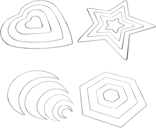 Cabilock 16 aros de hierro para manualidades, anillos de metal atrapasueños con forma de estrella, corazón y luna, anillos de macramé, aros