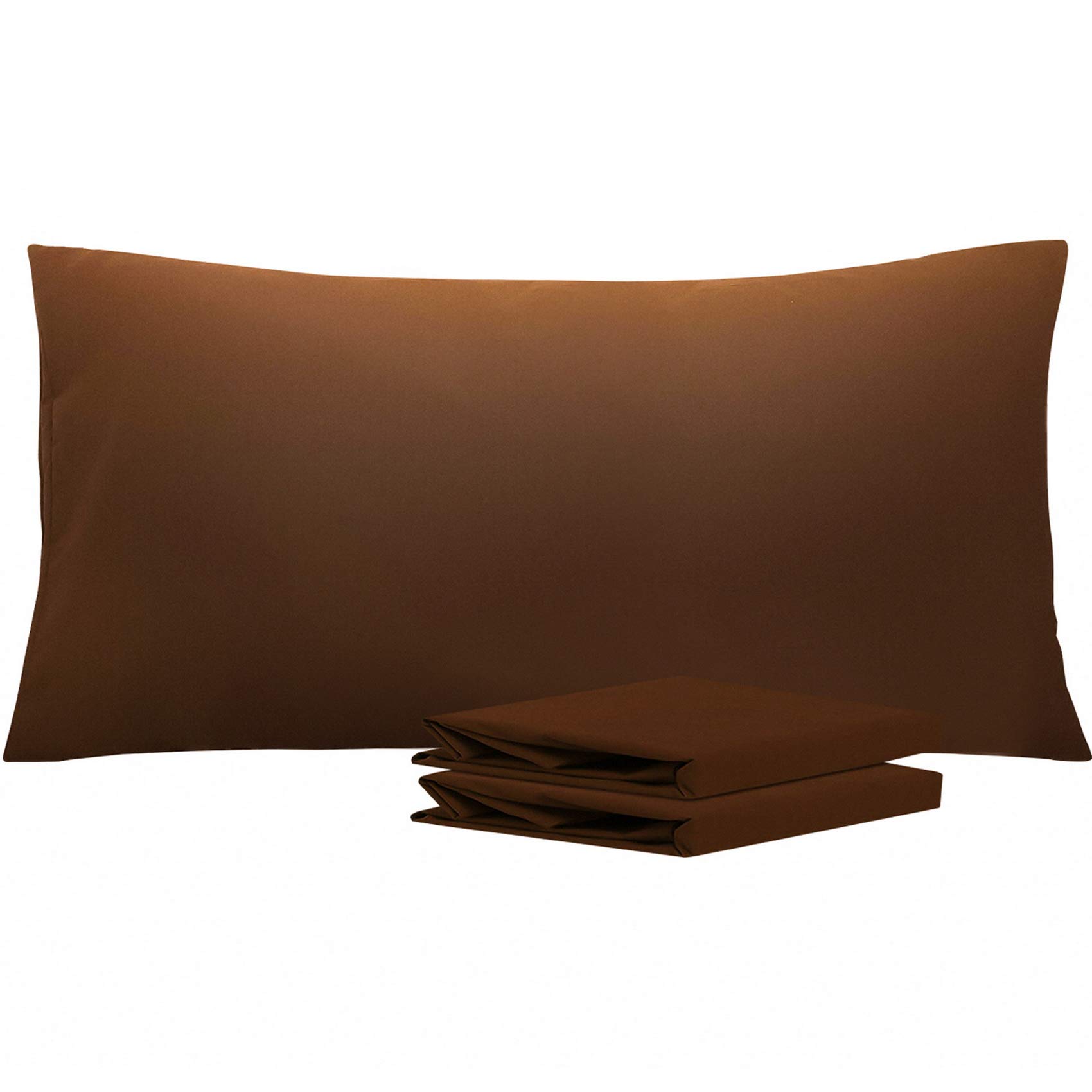 NTBAY California King Microfiber Pillowcases, 2 Pack, 20 x 40, Brown | Soft Brushed Microfiber with Envelope Closure, Set of 2 California King 20 x 40 Inch Pillowcases, Pillow Inserts Not Included