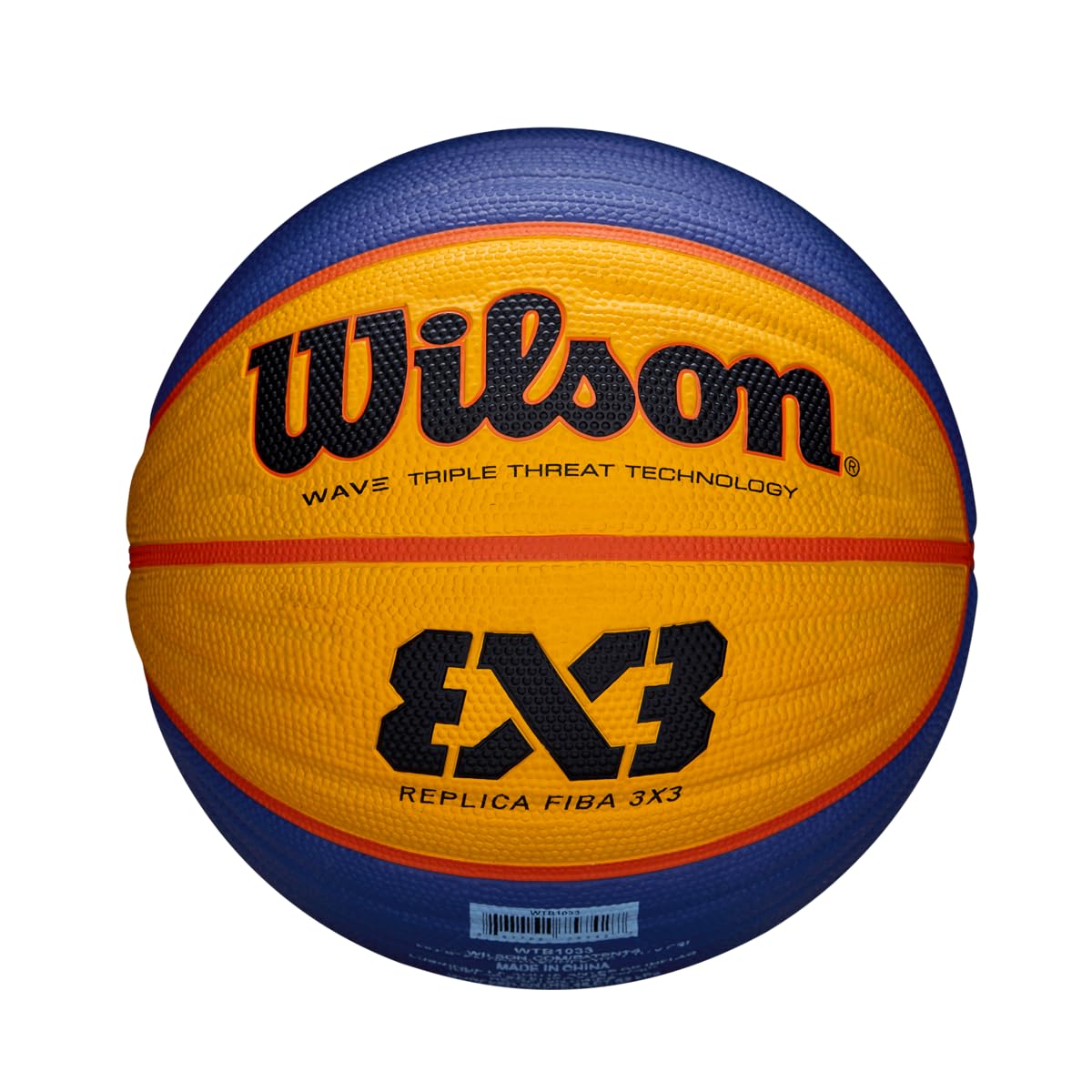 WILSON, Ballon de Basketball FIBA 3x3 Replica, Taille: 6, Bleu/​Jaune, Caoutchouc, pour Intérieur et extérieur, WTB0533XB