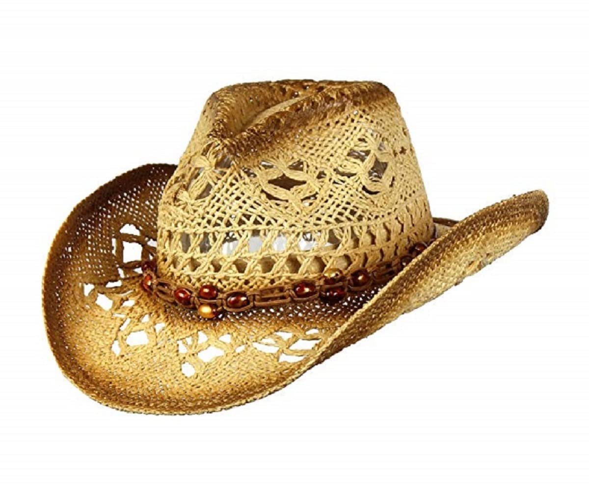 TOVOSOTOVOSO Straw Cowboy Hat for Women and Men with Shape-It Brim, Western Cowboy Hat