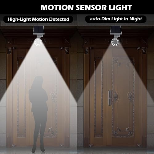 Miniatura 4 de Luces solares con sensor de movimiento para exteriores, 1400 lúmenes, 9 W (110 W equivalente), foco de seguridad de inundación de movimiento solar