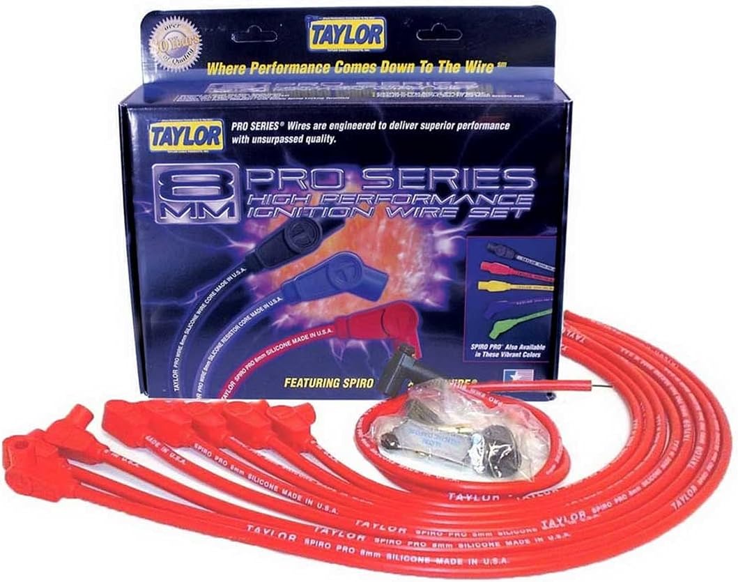 Taylor Cable 76229 Spiro-Pro Spiro-Wound Spark Plug Wire Set, Red