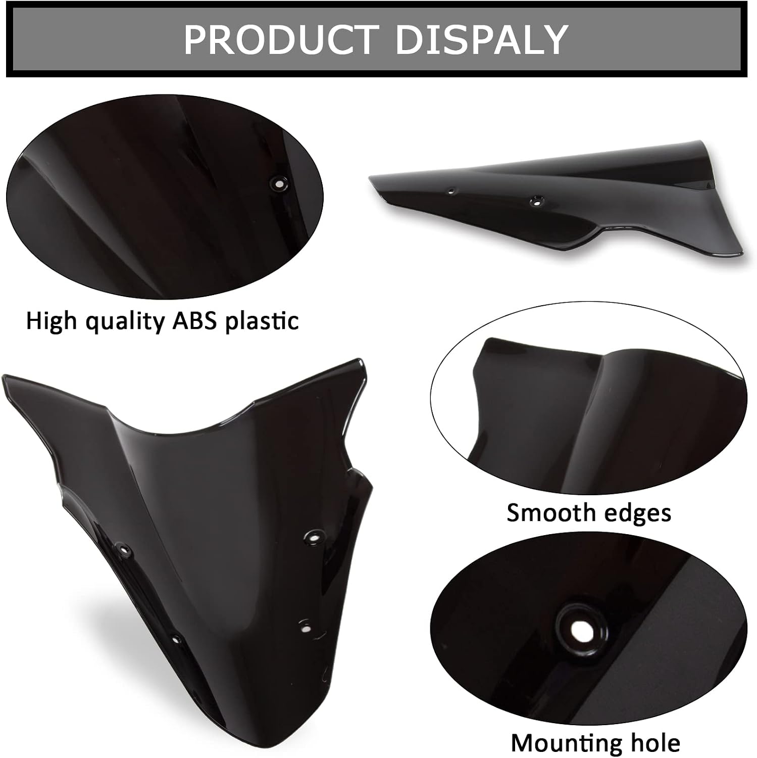 Windshield for ER6F ER650F 650 2012-2016 - PSLER Windscreen Double Bubble Wind Screen Deflector Protector for ER6F ER650F 2012-2016(Black)