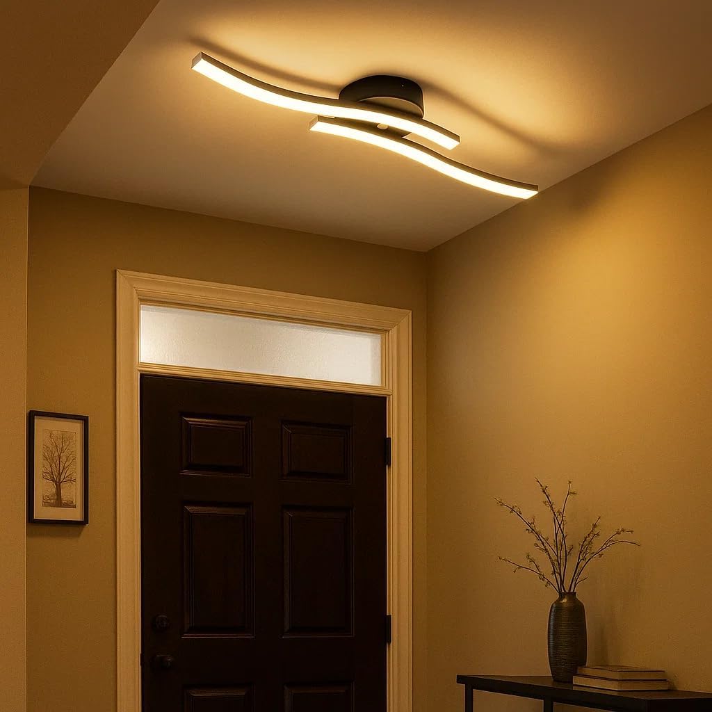 Modern Wave LED Ceiling Light Warm White Living Room Bedroom Hallway
