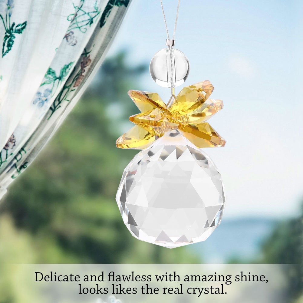 Zerodis 2 Stück K9-Kristall Sonnenfänger - Prismen Anhänger Für Fensterdekoration (Gelb)