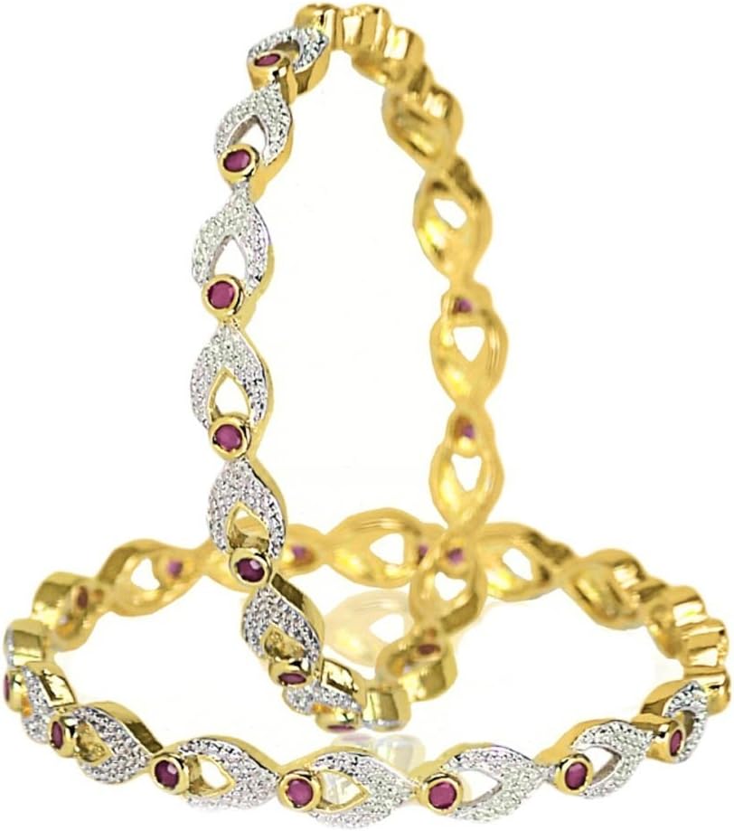 PAKIRA EXPORT PRIVATE LIMITEDGold Plated Fashionable Traditional Bollywood Bridal RED AD CZ Indian Jewelry Bangles Set