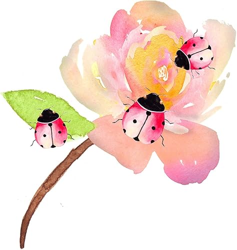 Govivo Lady Bug - Impresión artística para decoración de pared con fondo blanco, impresión temática de insectos sin marco de 8 x 10 pulgadas para