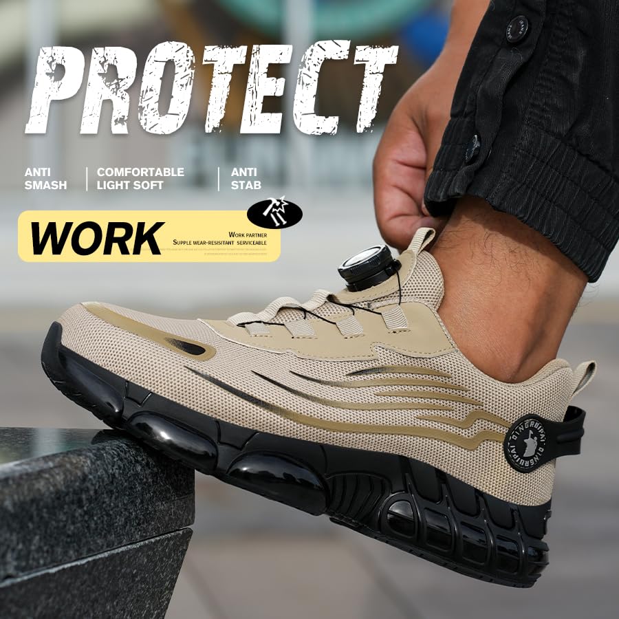 Image of Steel Toe Shoes for Men Women Safety Work Shoes Air Cushion Construction Industrial Shoes Safety Shoes Lightweight Steel Toe Sneakers for Men