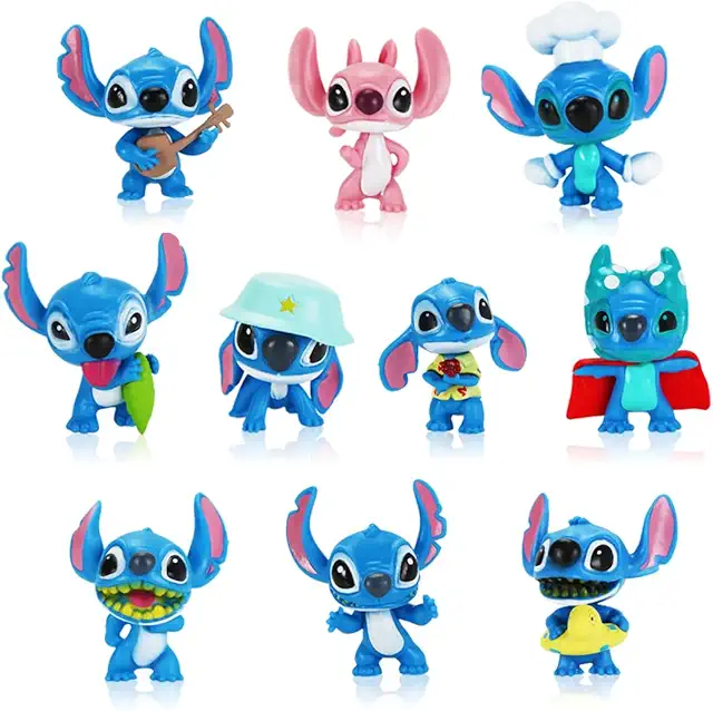 Set de 10 Minifiguras Cinnamoroll para Decoración de Pasteles de Cumpleaños - Azul