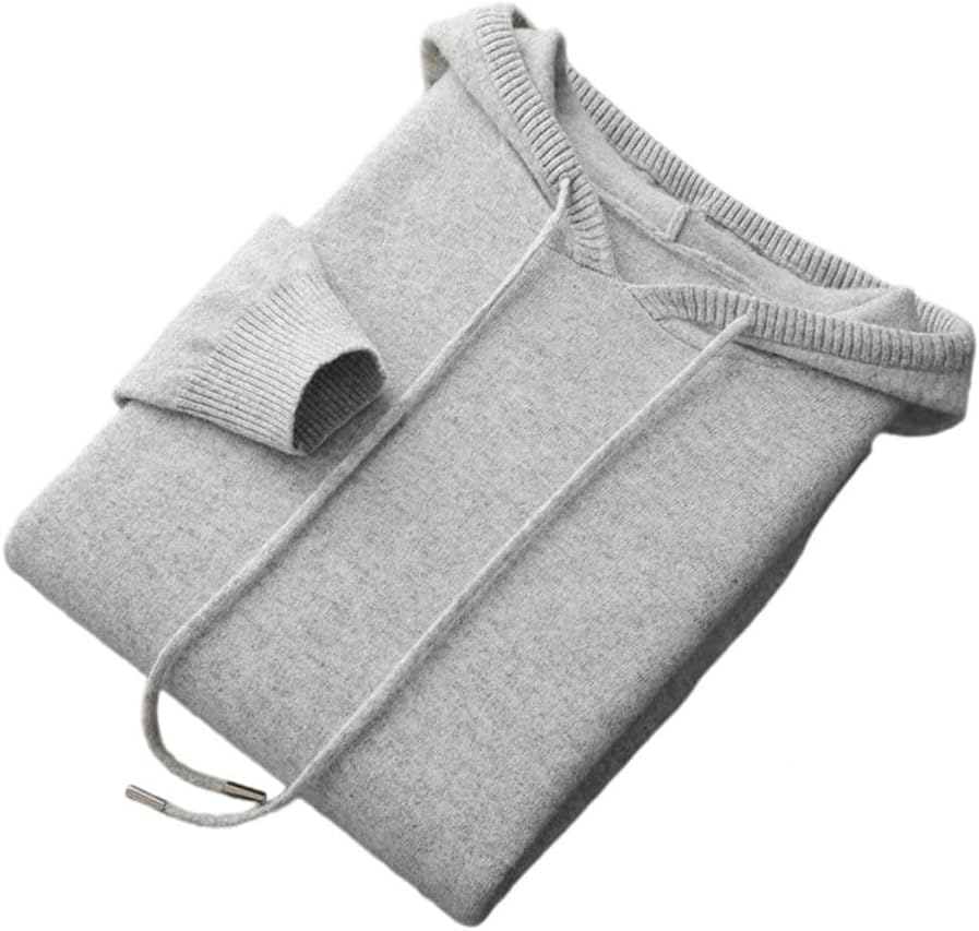 Men Wool Pullover Fall Winter Sweater Merino Wool Knitted Long Sleeve Casual Drawstring Tops