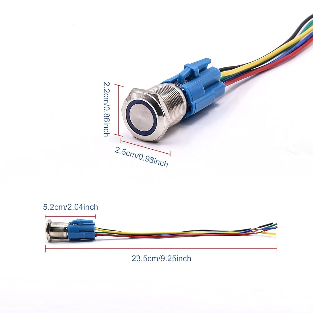 Amazon | Aoling 押しボタンスイッチ モーメンタリ 青LED