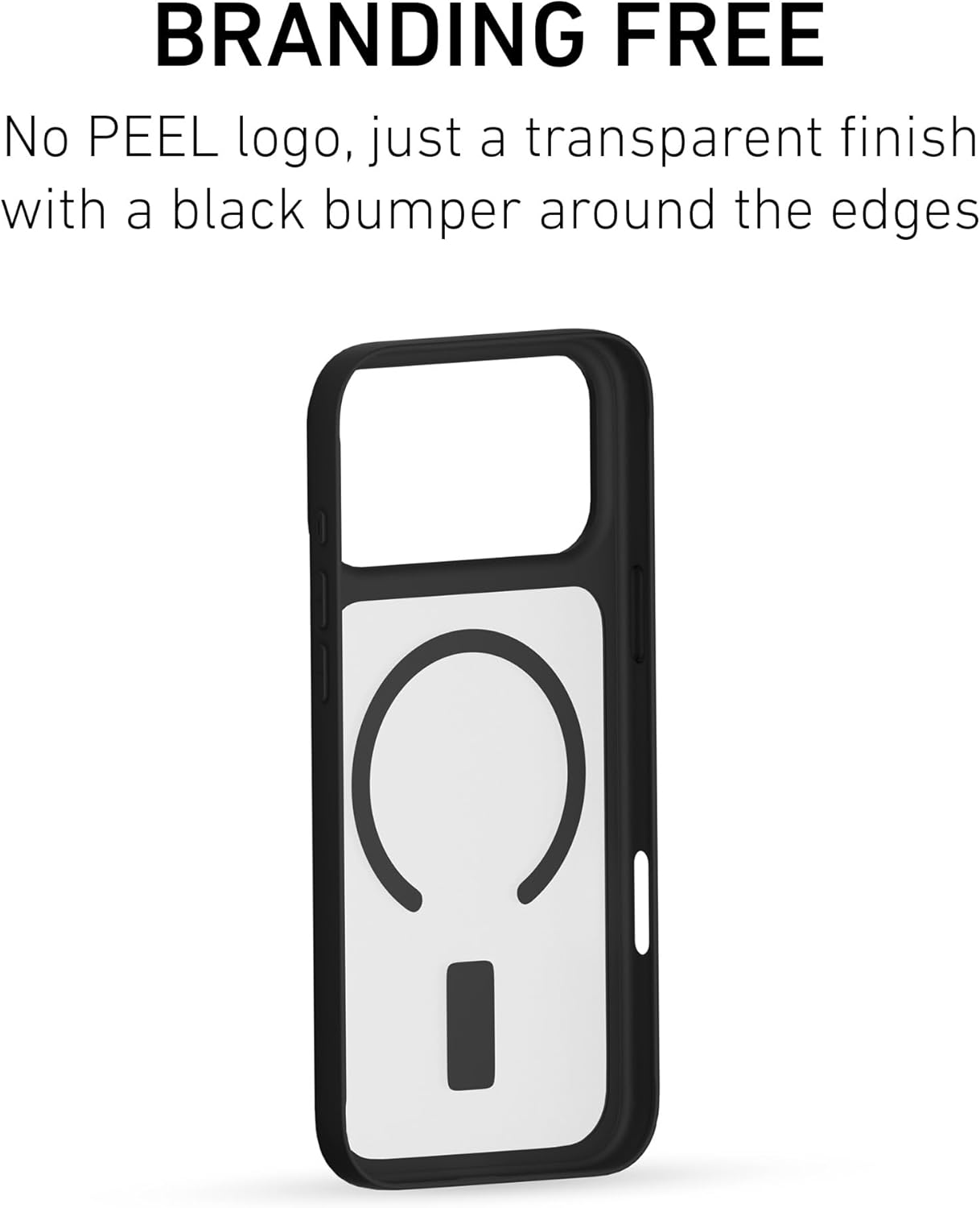 PEEL Active Bumper Case for iPhone 17 Pro Max (Black) – Military-Grade Drop Protection, Shock-Absorbing TPU Bumpers, Embedded Magnet Compatible with MagSafe, Slim Minimalist Design, Branding-Free