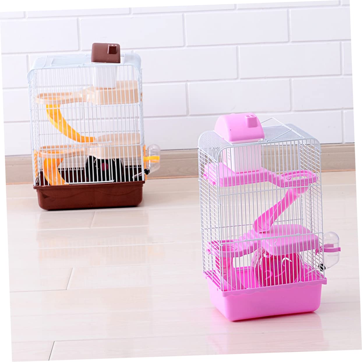 TOYANDONA Hamsterkäfig aus Robustem Kunststoff Mehrstufig mit Rutsche Haustierkäfig mit Laufrad und Wassernapf Chinchillakäfig als Spielhaus