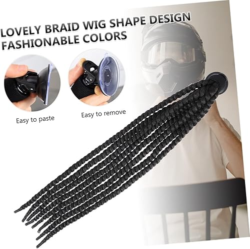 Miniatura 2 de VICASKY 2 piezas casco rastas cola de caballo mujer motocicleta casco cola de caballo para bicicletas casco peluca casco cola de caballo trenza