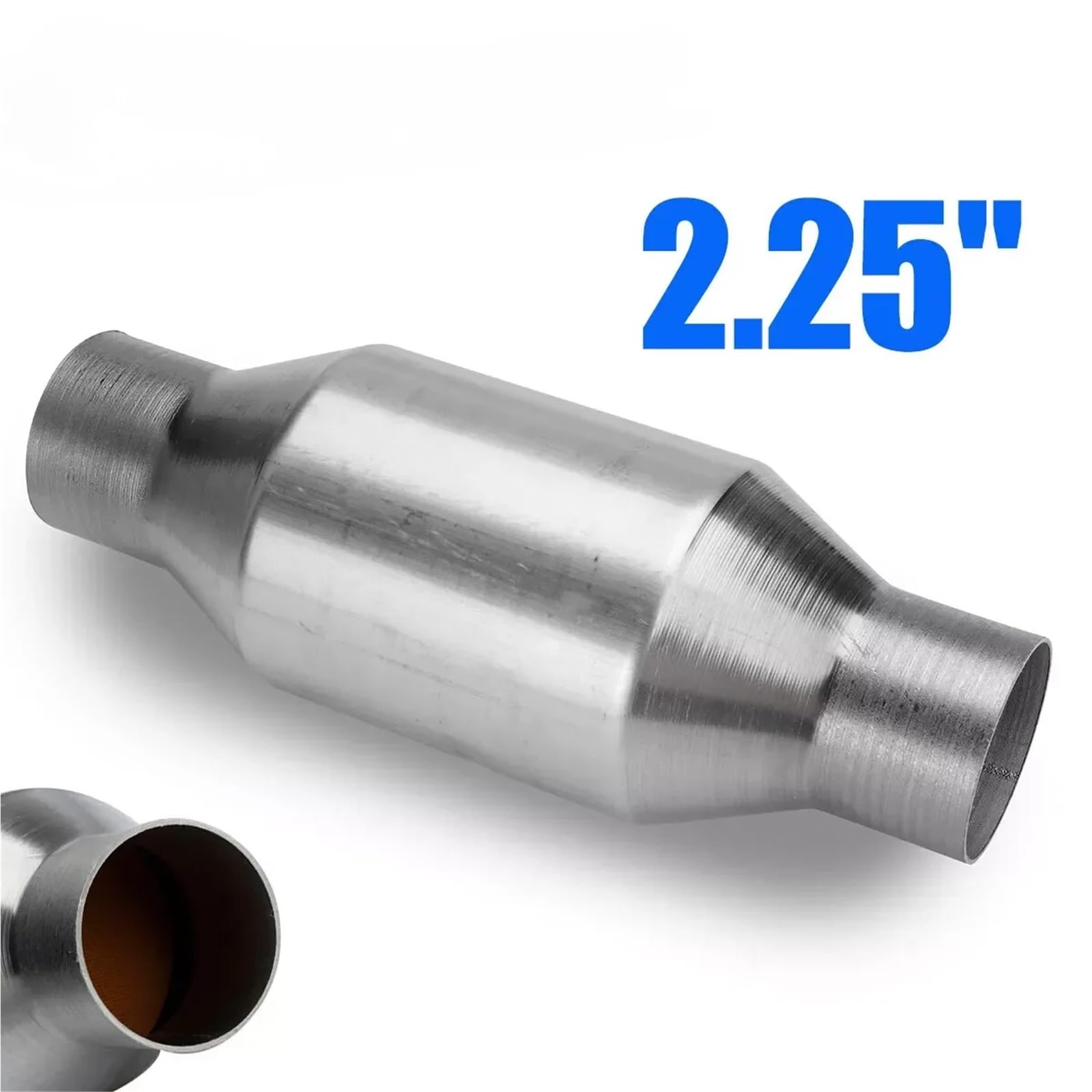 katalizator samochodowy Uniwersalny 2" /2,25" /2,5" /3" Katalizator Wydechowy 400 Komór Tłumik O Wysokim Przepływie Stal Nierdzewna(2.25 inch 400 Cells)