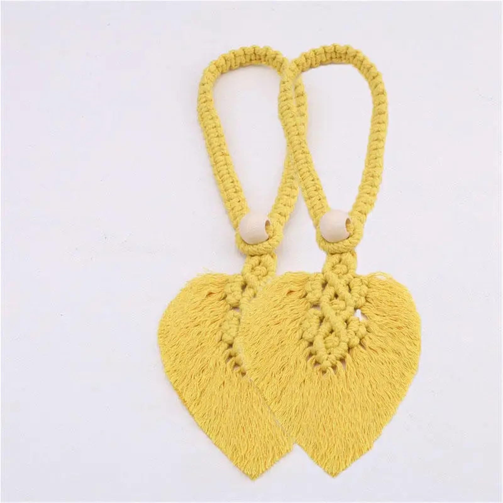 Alzapaños De Cortina Trenzados 6 alzapaños de Cortina Hechos a Mano con borlas de macramé en Forma de Hoja, Trenzados, for decoración del hogar(Yellow)