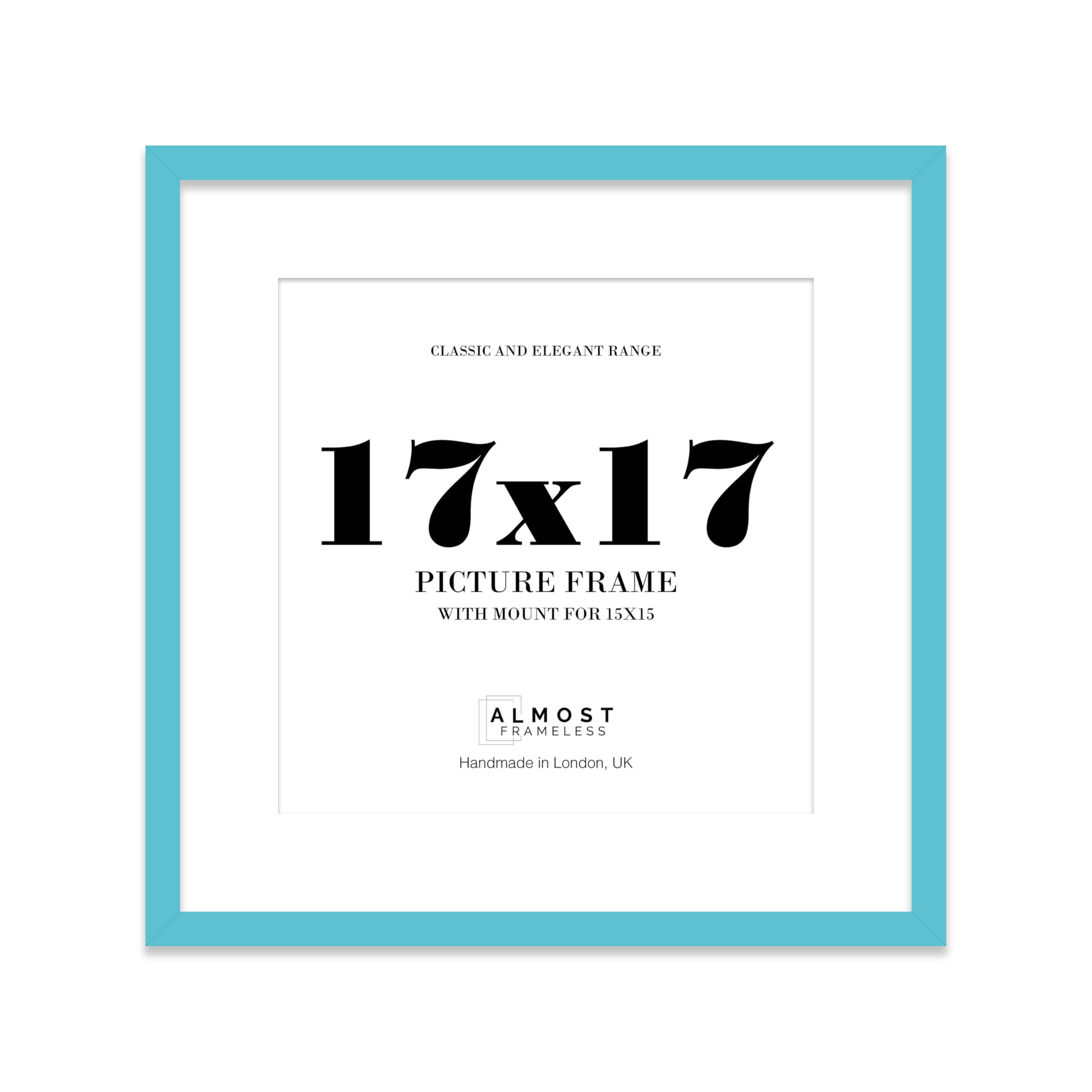 17x17 Turquoise Picture Frame with Mount for 15x15 Photos, Prints - Modern Square Wall Frame, 1 Pack
